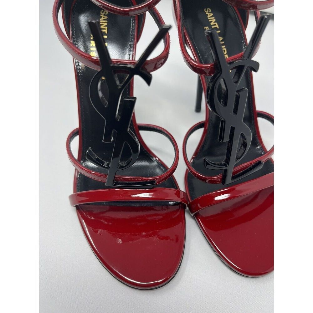 CASSANDRA YSL Saint Laurent Red Hot Patent Leather Stiletto Sandals EU 40 US 10 - Picture 5 of 15